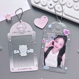 Mini <b>ID</b> Photo Magnetic Card Keychain <b>Holder</b> Mobile Transparent Glitter Design Kpop Pvc Photocard <b>Holder</b> - Product Image 2