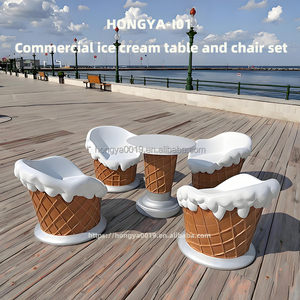 Set di Tavoli e Sedie per Gelateria Personalizzato per Giardino, Cortile, Patio, Negozio di Gelati, Caffè, Arredamento da Esterno Resistente - Product Image 5