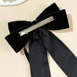 Lazos de terciopelo para el cabello con cinta grande, pinzas para el cabello para mujeres, niñas, bebés y niños pequeños, accesorios para el cabello de metal rojo - Product Image 4