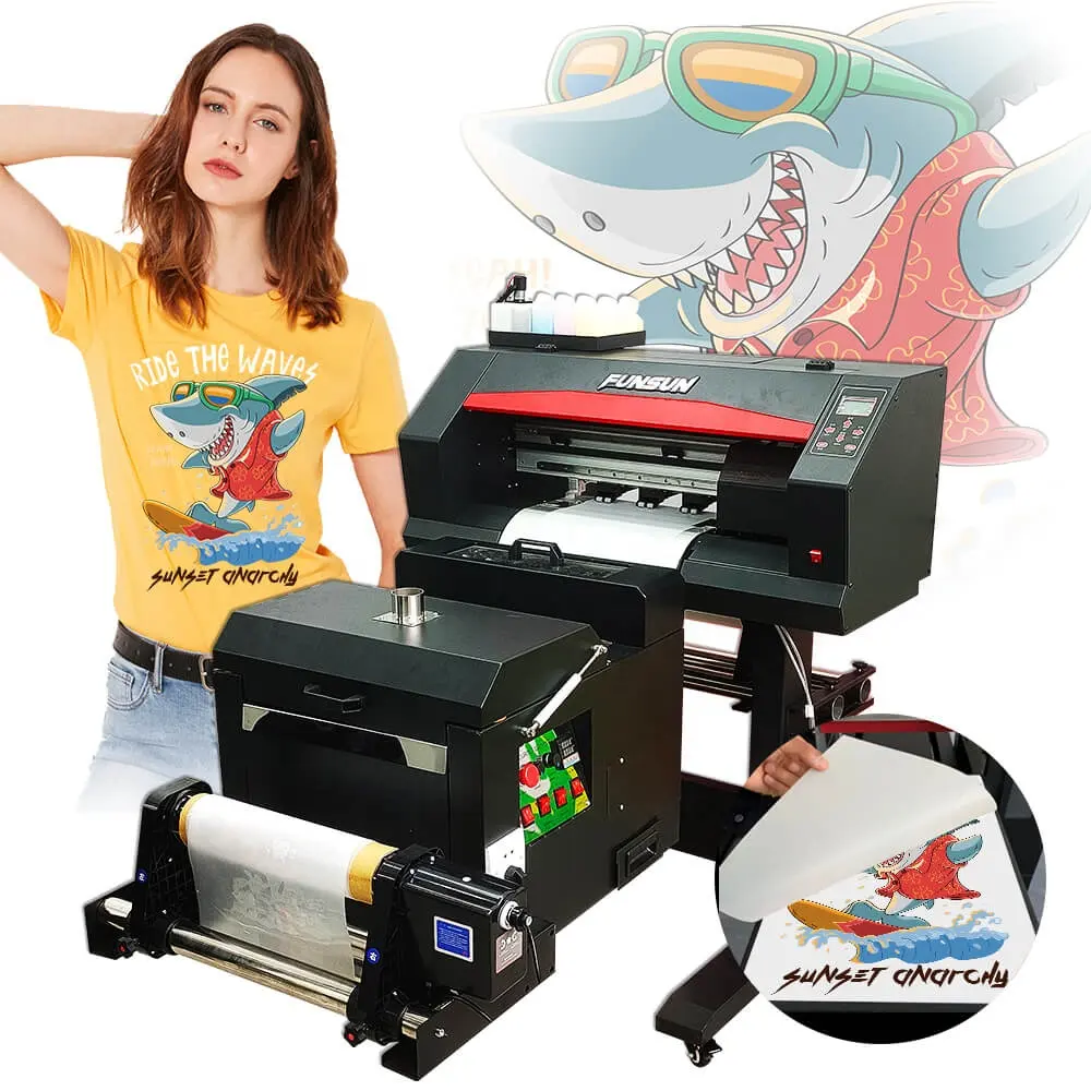 Funsun 30cm XP600 DTF Printing Impresoras Wholesale Roll to Roll A3 DTF Labels Printer with Shaker Powder Machine