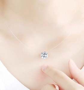 Collar de cadena invisible transparente con diamantes de imitación para mujer, tipo gargantilla, al por mayor - Product Image 1