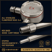 Termokopel RTD Anti Ledakan Huadong Full Stainless Steel WR/WZ untuk Atmosfer Minyak, Gas, Bahan Kimia, Bahan Peledak, dan Korosif