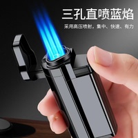 Allume-cigare Logo personnalisé rechargeable coupe-vent Triple Jet flamme torche allume-cigare métal 3 jet torche butane gaz briquet