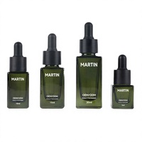 Personnalisation de flacons compte-gouttes carrés en verre vert de 5 ml/10 ml/15 ml/30 ml pour sérum cosmétique et huile essentielle, surface de pulvérisation épaisse de 2 mm