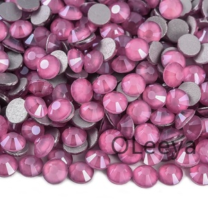 OLeeya Factory Wholesale Pink Colors Cold Fix Rhinestones Glass Crystals Pink Flat Back Rhinestone Non Hot Fix for High Heels - Product Image 4