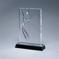 Trophée en cristal personnalisé Hypercrafts, directement de l'usine, avec base en bois pour récompense des employés lors de réunions annuelles