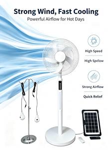 Ventilador de pie solar recargable con caja de regalo, precio reducido, devolución y reemplazo, ventilador eléctrico solar USB - Product Image 1