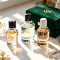 Bouteilles de parfum en verre cylindriques à fond épais en gros, 30ml 50ml 100ml, avec couvercles personnalisés sérigraphiés pour sérum de soin de la peau et cadeaux