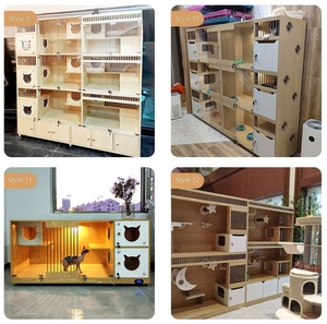 Lit pour chat en bois de luxe, compact et peu encombrant, maisonnette en bois pour chats pour petits appartements, design surélevé robuste pour chatons et chiots - Product Image 4