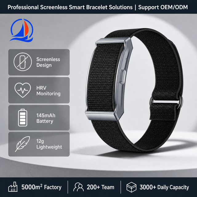 OEM Screenless Smart Bracelet HRV Heart Rate SpO2 Sleep Health Tracker 145mAh Lightweight Band for Fitness Brands