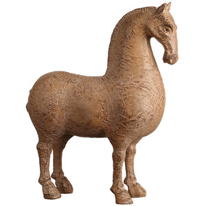 Chinese Style Tang Horse Figurine Natural Resin Handmade <b>Retro</b> Brown Tabletop <b>Decoration</b> For Living Room Entryway - Product Image 5