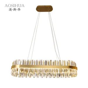 AOSIHUA Modern Round Gold Crystal Led Hotel Living Room New Nordic Design Luxury Guzhen Modern Chandeliers Pendant Lights
