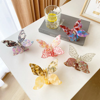 Odbo Cute Mini Pince à Cheveux 11,5 cm, Grande Taille, en Plastique, Motif Papillon Écaille de Tortue, pour Filles, en Acétate de Cellulose