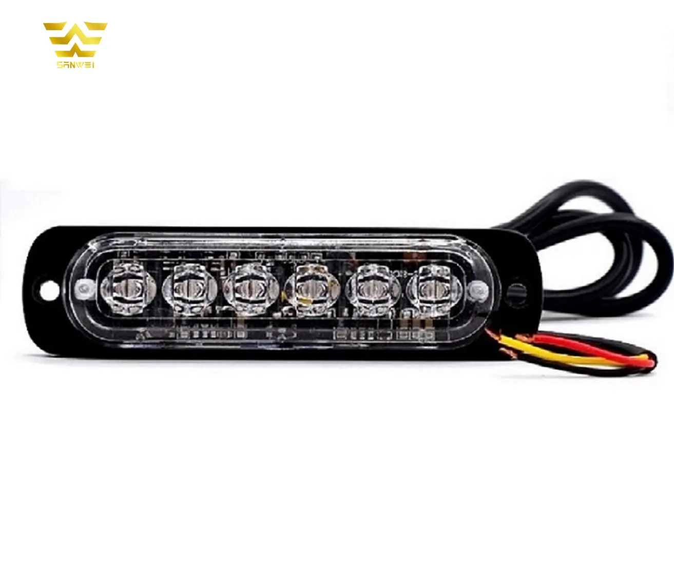 Araba ışık aksesuarları kamyon araba işaret lambası Amber kırmızı mavi beyaz trafik ışığı 12V 6 Led uyarı ızgarası yanıp sönen ışık bar