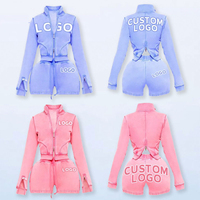 Nouvelle Tendance OEM : Ensemble Deux Pièces Femme - Veste Courte Zippée à Col Montant et Short, Style Vintage Délavé à l'Acide, avec Logo Personnalisé