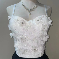 Vente en gros dans les manufactures Camisole à perles Vêtements d'extérieur Fishbone 3D Flower Sequins Bustier Corset Bra Top Women Femme Korset Per Femra