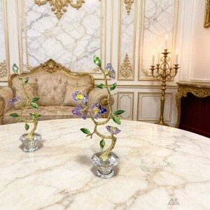 Adornos Florales de Cristal, Decoración de Mesa de Estilo Europeo, 10.5x6.5x27cm, Diseño de Flor de Ciruelo, Decoración para el Hogar - Product Image 2