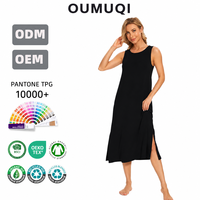 Robe longue décontractée et élégante sur mesure en satin d'acétate vintage trois couleurs, coupe ample, sans manches, avec logo frontal en soie