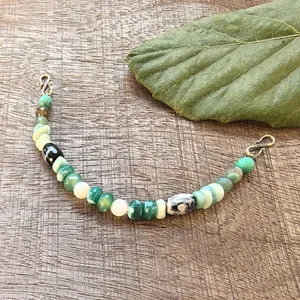 Chaîne de broche classique verte rétro à 2 rangs avec onyx vert, bijoux viking, collier celtique, bijoux tribaux, cadeau pour <span class=keywords><strong>vous</strong></span> - Product Image 3