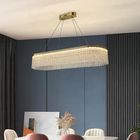 Lustre rectangulaire en acier inoxydable de luxe, doré, avec cristaux K9, pour salle à manger et salon