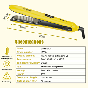 เครื่องยืดผมด้วยไอ450F แบบแบนแรงดันไฟฟ้าคู่ระบบทำความร้อนเร็วแบบดิจิตอลระบบ PTC 230C แรงดันไฟฟ้าแบบคู่ - Product Image 2