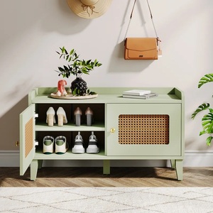 <span class=keywords><strong>Zapatero</strong></span> de ratán <span class=keywords><strong>verde</strong></span> claro de madera moderno para pasillo con <span class=keywords><strong>Zapatero</strong></span> de ratán - Product Image 5