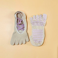 Chaussettes de Pilates pour femmes à 5 doigts, antidérapantes, avec logo personnalisé, pour fitness quotidien en intérieur