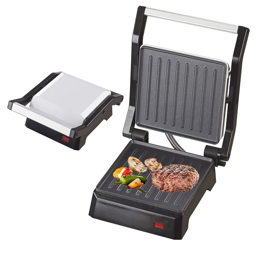 105 & 180 degrees opening Electric contact grill with oil drip tray Sandwich toaster breakfast panini 1 single slice grill