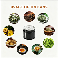 Boîtes en fer blanc rondes personnalisées de 30g avec couvercle à vis pour matcha, café et poudre de thé vert, qualité alimentaire, 60x60mm, boîte en fer blanc noire