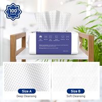 Vente en gros 100pc Serviette de visage jetable motif perlé Biodégradable Grand visage sec Épais Doux propre Serviettes de visage