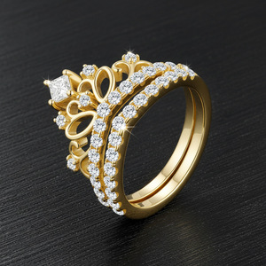 S925 <b>Silver</b> Crown Moissanite Two Piece Stackable <b>Ring</b> Set 2026 Hot Trend Women Wedding Engagement Jewelry Accessory - Product Image 5