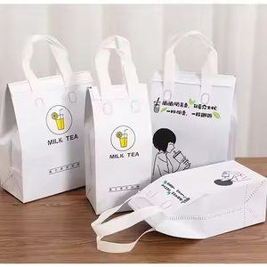 Custom Non Woven Eco Disposable Waterproof Thermal Take for Single Cup Drink Tote Package <b>Cooler</b> Lunch Bags Insulated Zipper - Product Image 2