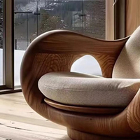 Nouveau Fauteuil Designer Créatif Fauteuil Cabine Première Classe Rondin Salon Bureau Style Italien Détente Canapé en Bois Massif