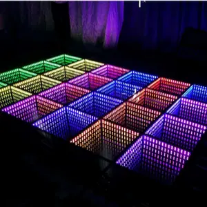 สต็อกสินค้า3D อินฟินิตี้ LED ฟลอร์เต้นรำแบบพกพาพื้นหลังเวทีคืนบาร์แต่งงานการควบคุมระยะไกลวิดีโอนำฟลอร์เต้นรำ