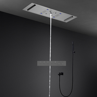 Douche LED pour salle de bain 300*900MM gris anthracite, ensemble de douche à 5 fonctions avec mitigeur thermostatique
