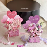 Boîte à ballons romantique pour la Saint-Valentin, la fête des mères, boîte en forme de cœur, boîte à fleurs avec nœud papillon, boîte d'emballage pour bouquet