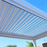 Pérgola Exterior de Diseño Popular, Pérgola Bioclimática Motorizada de Aluminio, Pérgolas con Techo Retráctil Motorizado de Aluminio para Exteriores