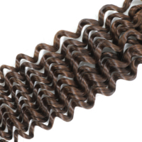 Vente en gros de tresses au crochet en cheveux humains vierges 100% de qualité supérieure, ondulation profonde DW, colorées # 27 # 30 mèches pré-bouclées à double trame de qualité supérieure