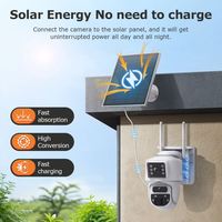 Caméra extérieure sans fil Ubox Pro Solar 4G avec carte SIM AOV PIR 2 1, double objectif 6MP, audio bidirectionnel, vision nocturne, panneau solaire 5W