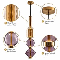 Lampes suspendues LED en verre violet modernes, hauteur réglable, lustres décoratifs pour hôtel et maison, salon, salle à manger