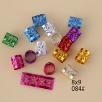 7 couleurs réglables 9mm anneaux de manchette synthétiques Dreadlock perles décorations de cheveux Crochet tresse Styles avec matériau métallique