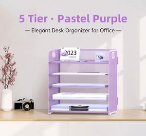 Wholesale Desktop Paper <b>Document</b> <b>File</b> Tray 5 Tier Metal Wire Mesh Office Organizer with Handle - Product Image 6