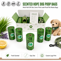 Sacs à déjections canines écologiques en gros, sacs à déchets pour animaux de compagnie anti-fuites en rouleaux, prix d'usine, en vrac