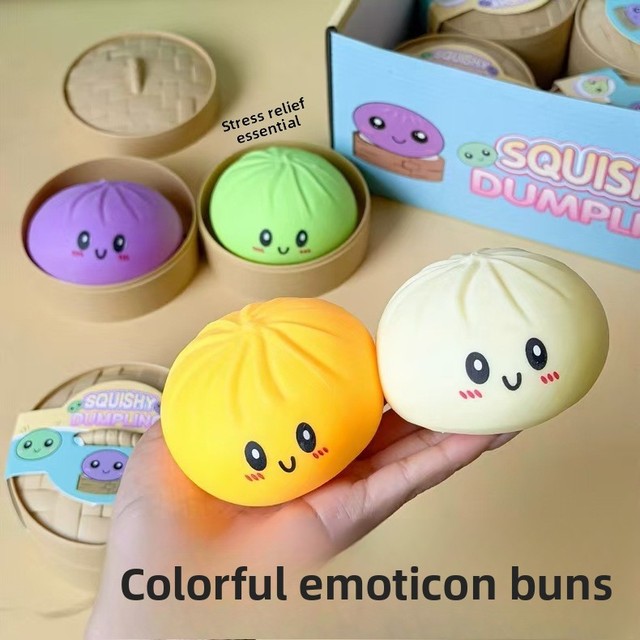 Cute Dumpling Squishy Toy Slow Rising Stress Relief Sensory Fidget Squeeze Toy for Kids and Adults