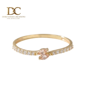 Bague de luxe en or jaune massif 14 carats avec diamant de laboratoire et saphir Padparadscha, bijoux fins pour femmes, pour mariage - Product Image 2