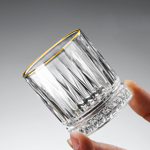 Vasos de chupito con borde dorado de lujo, vasos de cristal para whisky, vasos transparentes para beber Vodka escocés, Tequila Ron - Product Image 3