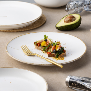 YAYU Reactive Glaze Kiln Change Smooth Porcelain Dinnerware Collection Beige Rim <strong>Plates</strong> for Restaurant Hotel Supply Wholesale - Product Image 3