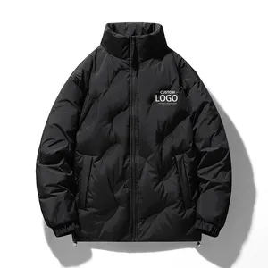 Custom Logo Men's Warm Custom Logo Black Winter Puff Outerwear Outdoor Men's Puffer Down Jacket