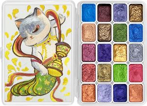 ชุดสีน้ำขนาดเล็ก 60 สี เปลี่ยนสีได้ สีน้ำเมทัลลิกวิบวับ สีน้ำกลิตเตอร์ - Product Image 2