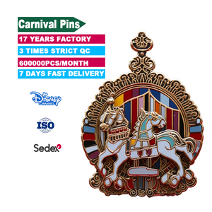 Insigne en émail de carnaval amusant épinglettes personnalisées Logo grande roue fête feux d'artifice carrousel Clown broche fabricant cadeau d'événement - Product Image 1